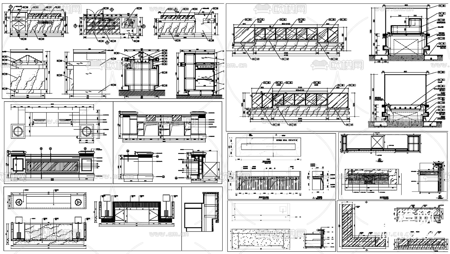 服务台 柜台cad大样图下载（渲染图2）