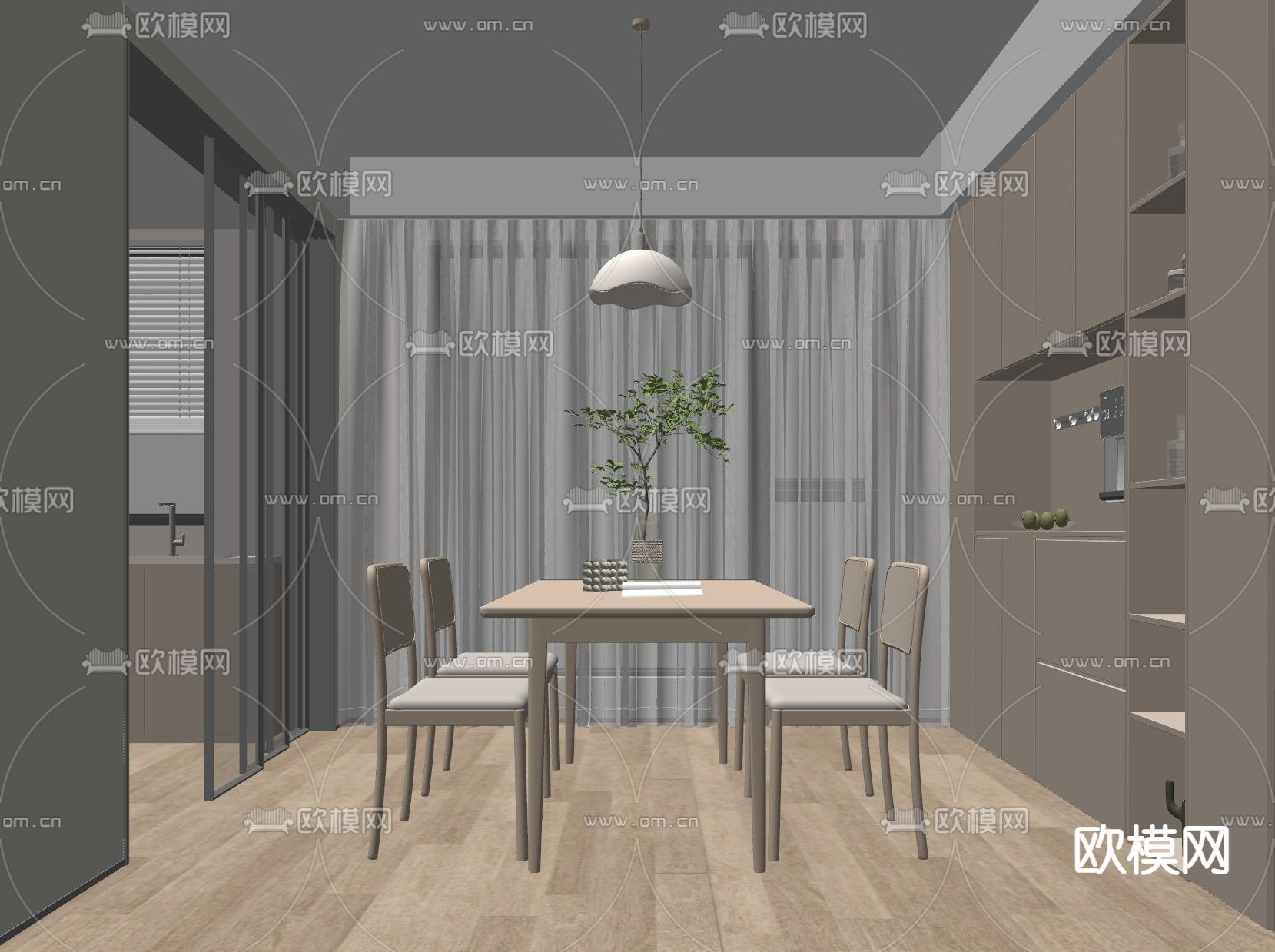 北欧餐厅su模型下载（渲染图2）