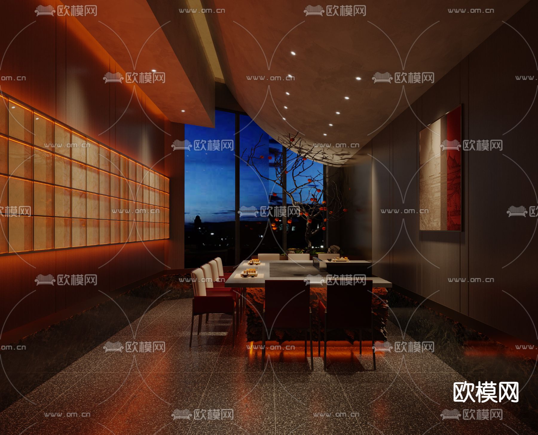 中餐厅 铁板烧 餐饮包房3d模型下载（渲染图5）