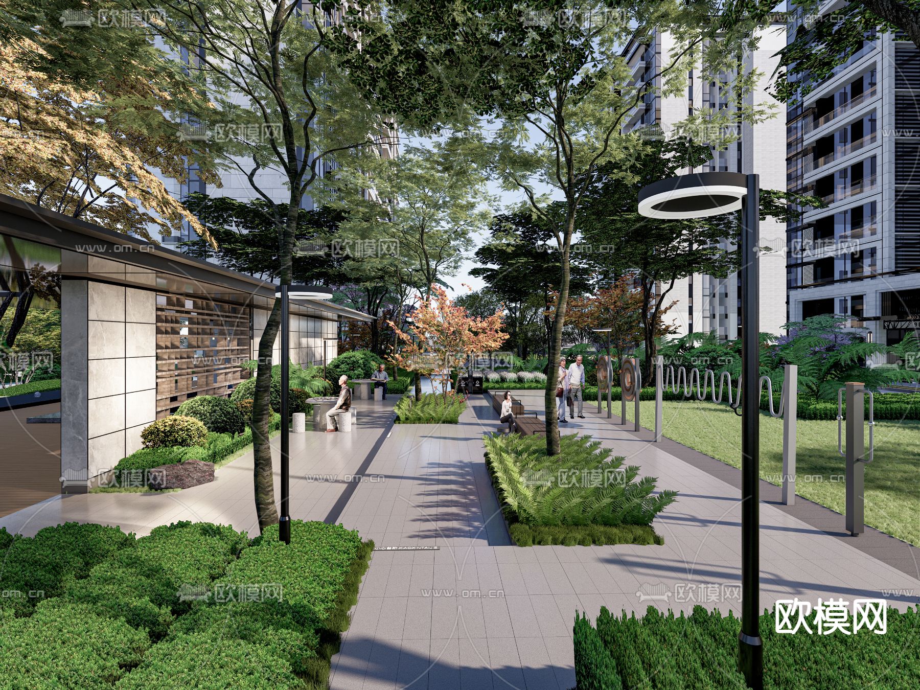 现代 住宅小区景观 宅间景观su模型