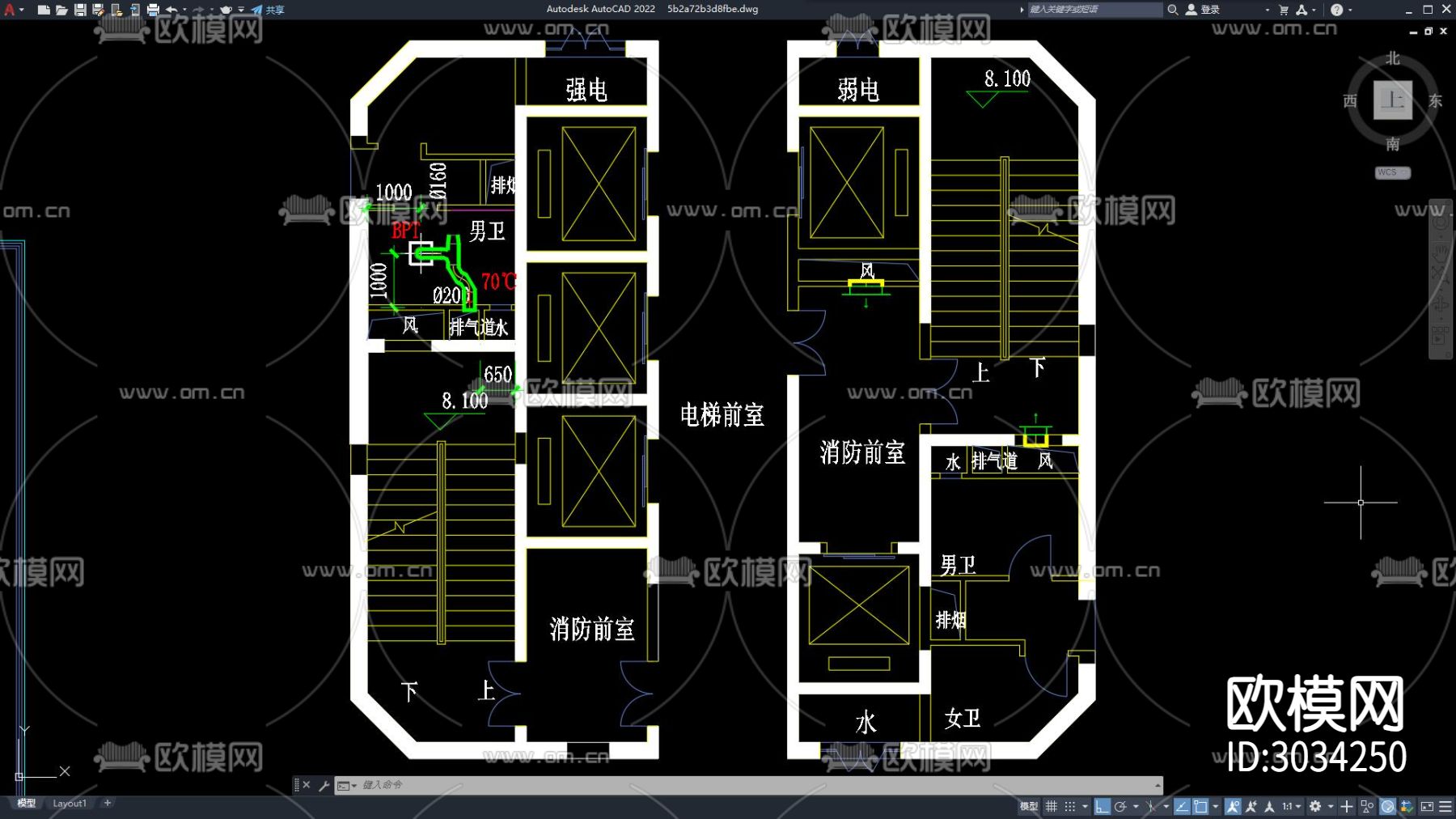 西餐厅 自助餐厅cad平面图下载（渲染图3）