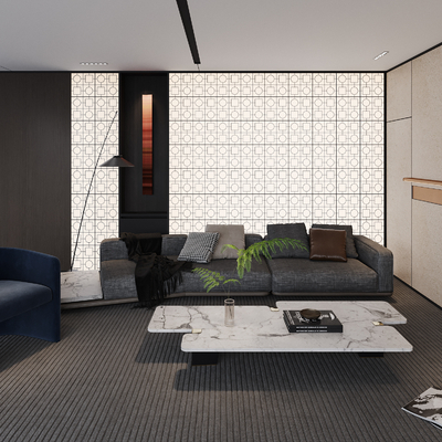  现代办公室接待区su模型 