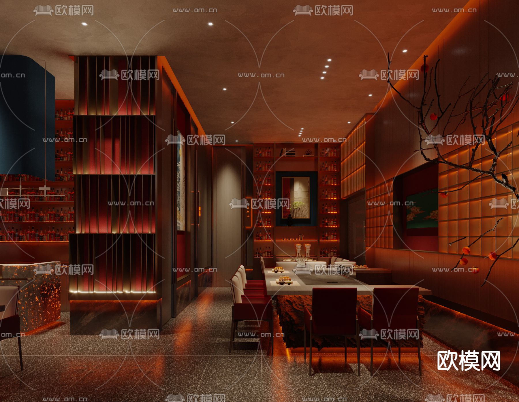 中餐厅 铁板烧 餐饮包房3d模型下载（渲染图8）