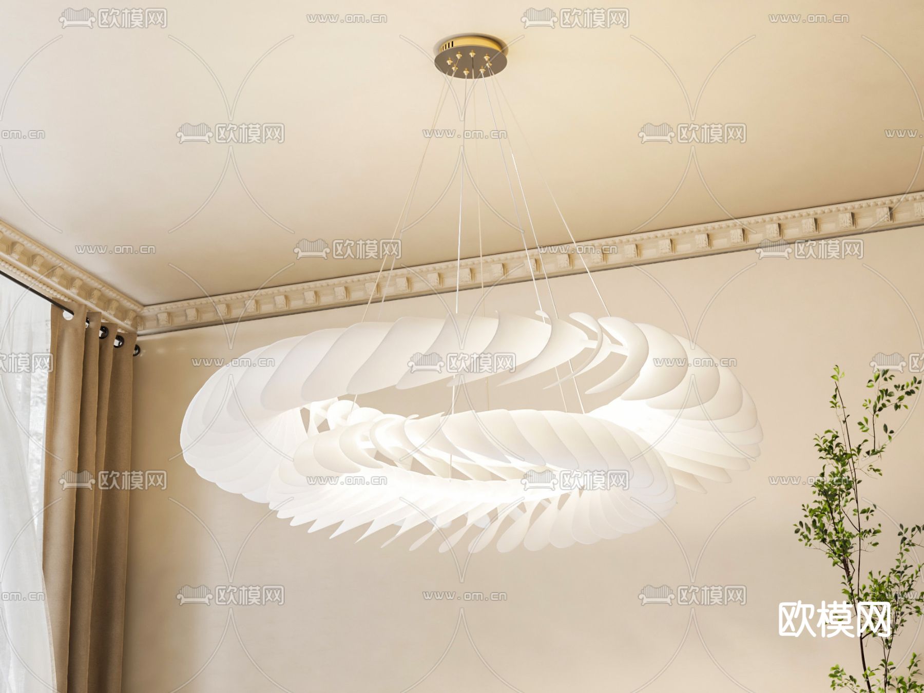 简欧吊灯su模型下载（渲染图1）