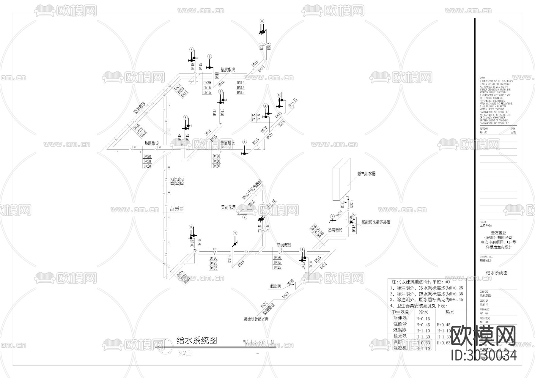 给排水系统图cad施工图下载（渲染图9）
