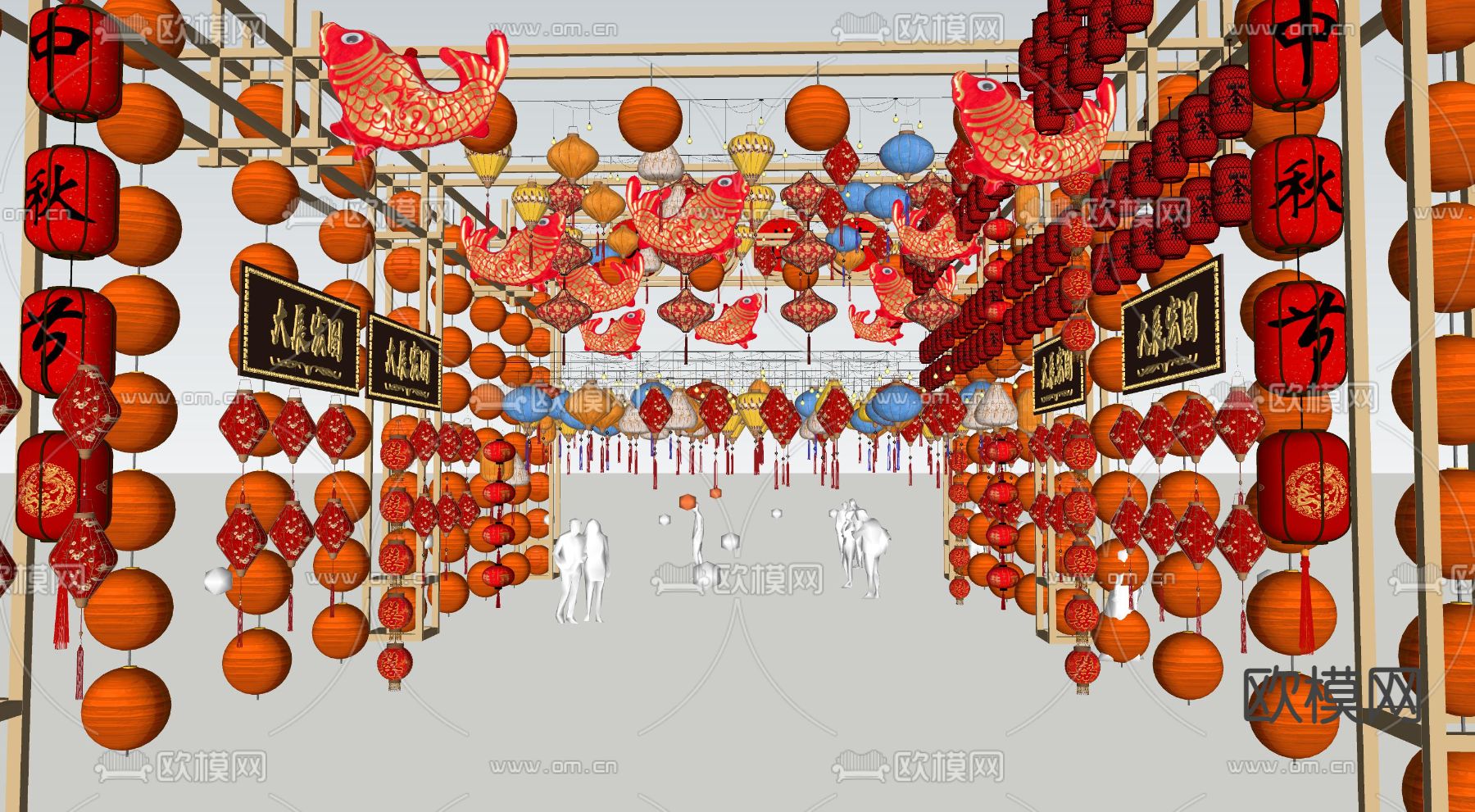 中式灯笼 装饰灯 红灯笼su模型下载