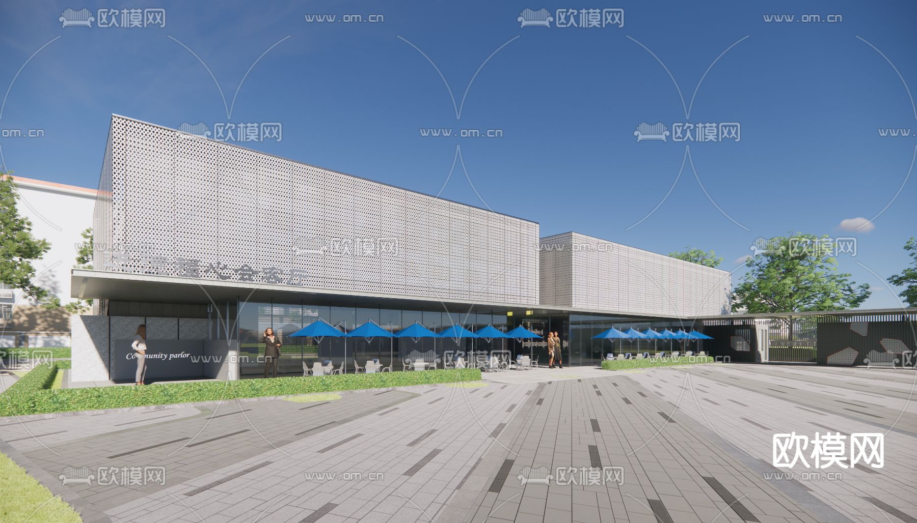 社区城市会客厅 服务中心su模型下载（渲染图1）