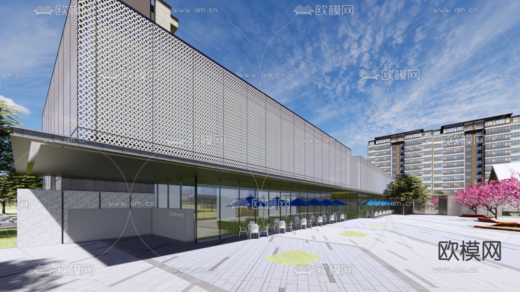 社区城市会客厅 服务中心su模型下载（渲染图3）