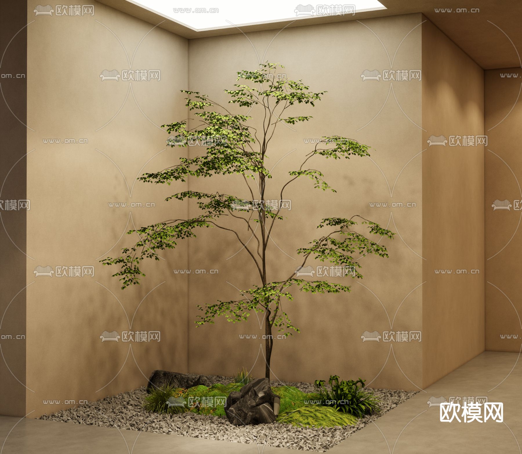 景观小品 植物造景 苔藓景观石3d模型下载