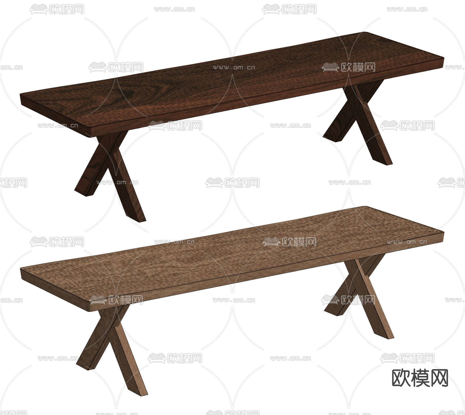 中古风凳子 长凳su模型下载（渲染图3）