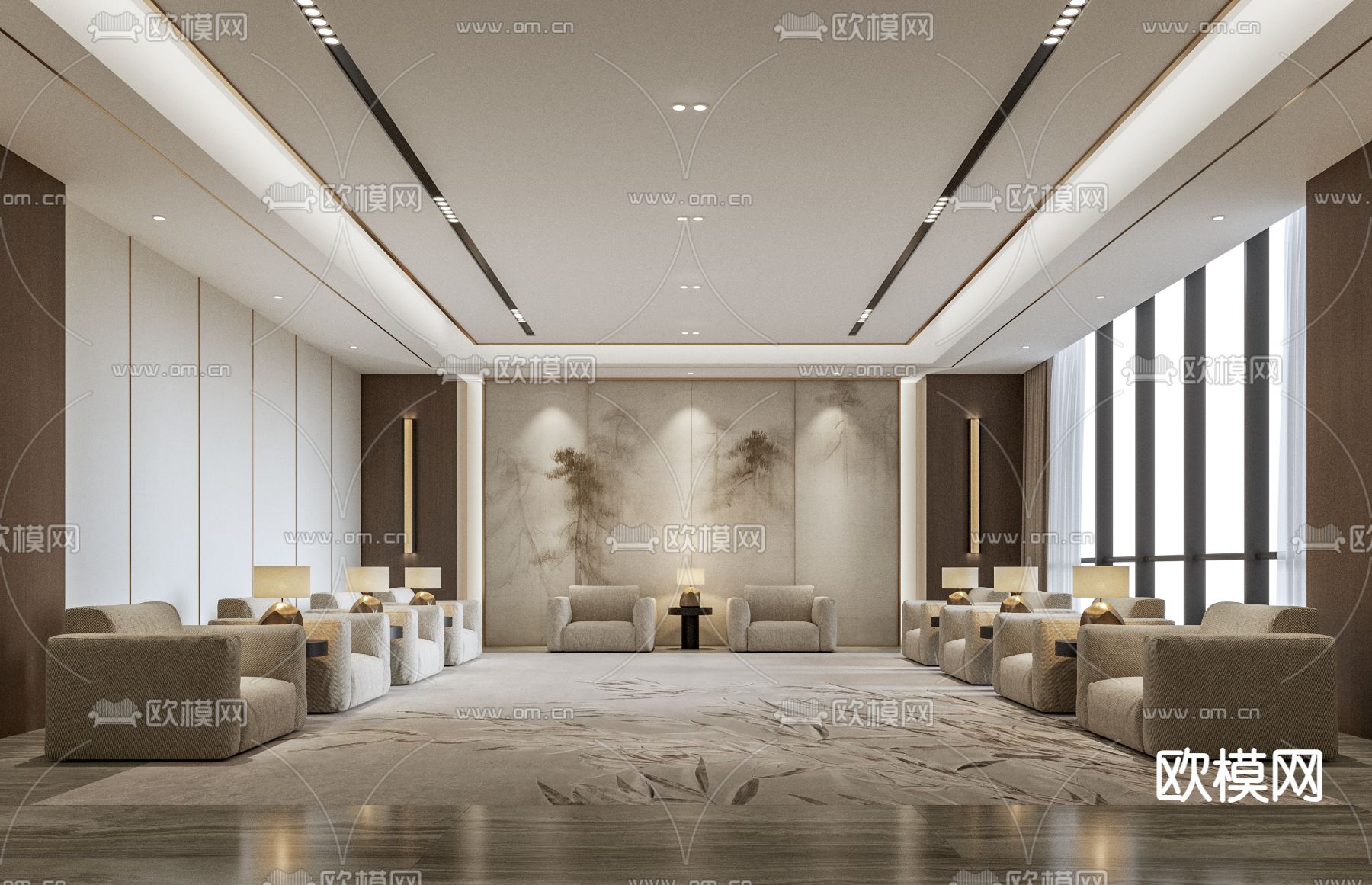 现代接待室 会客厅su模型下载（渲染图1）