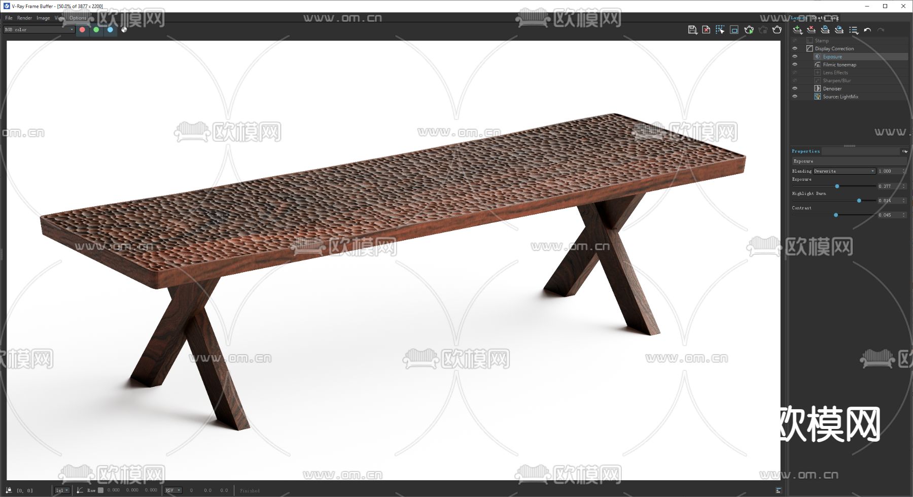 中古风凳子 长凳su模型下载（渲染图4）