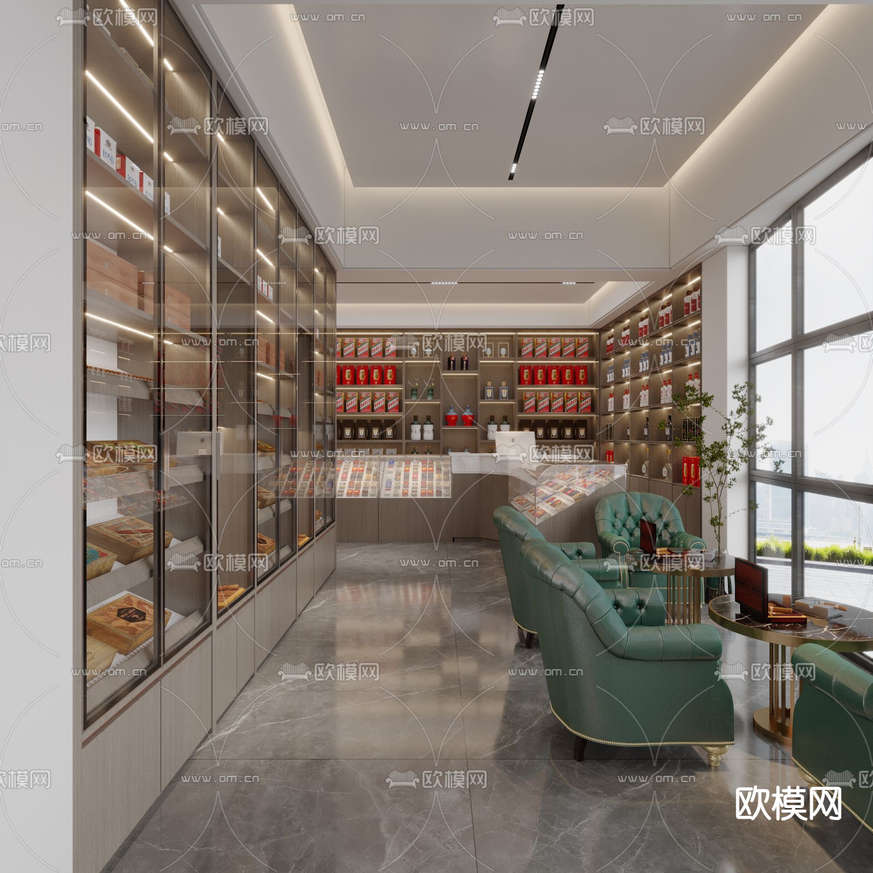 轻奢烟酒店 商行3d模型下载（渲染图3）