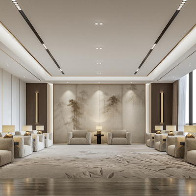 现代接待室 会客厅su模型