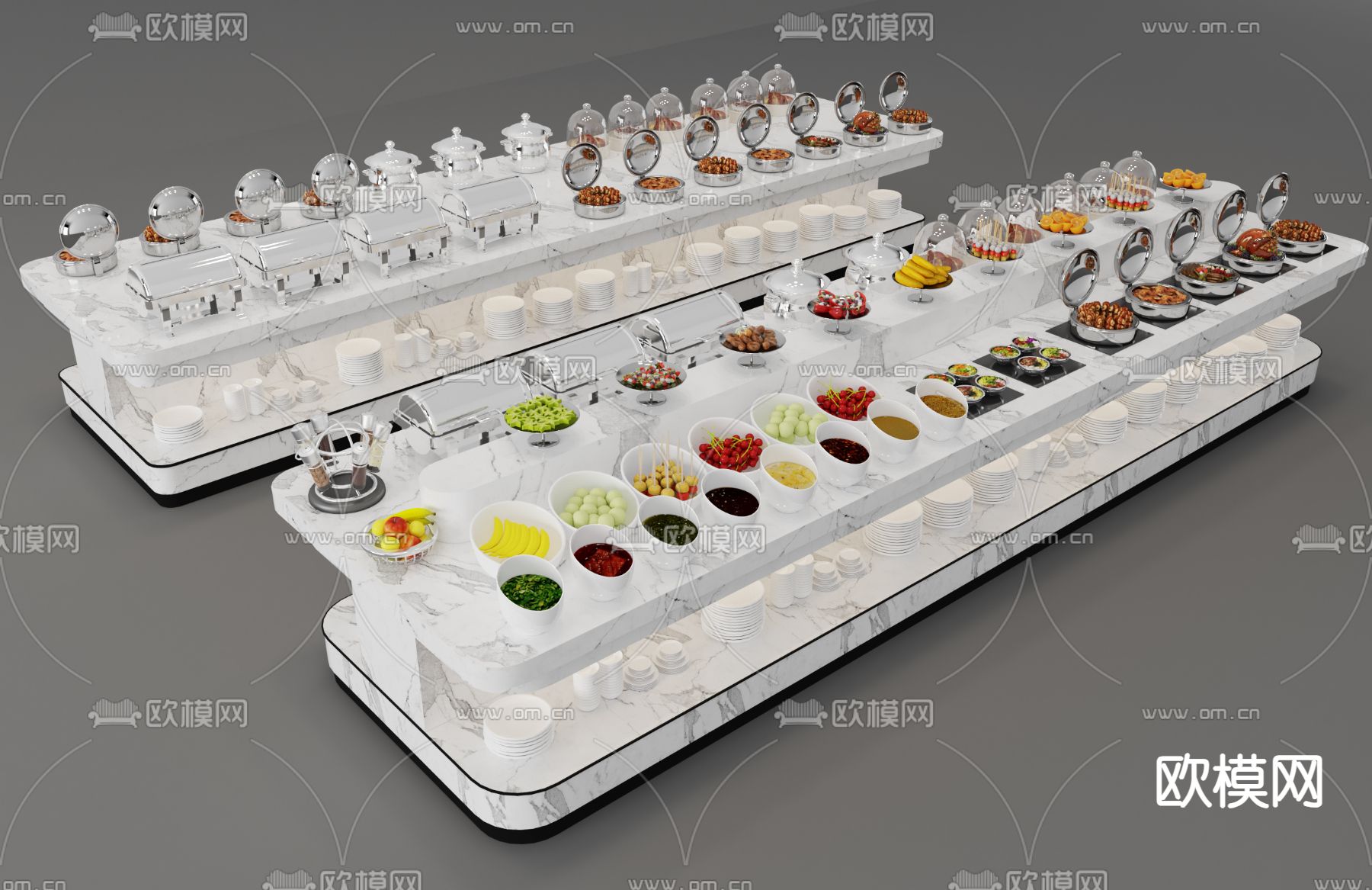 自助餐台 自助餐厅 调料台3d模型下载