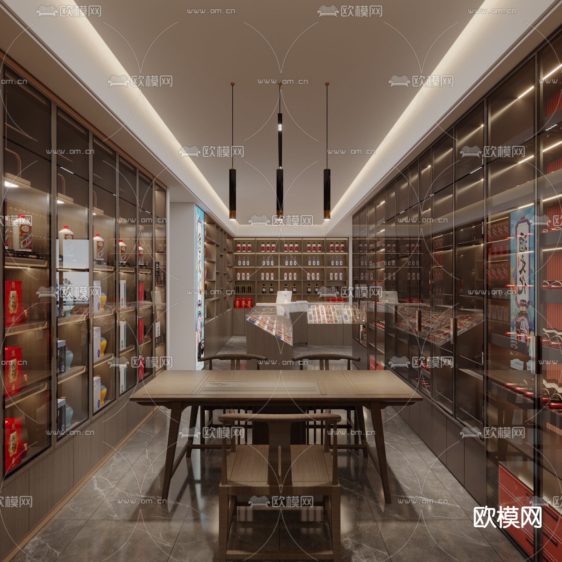 轻奢烟酒店 商行3d模型下载（渲染图1）