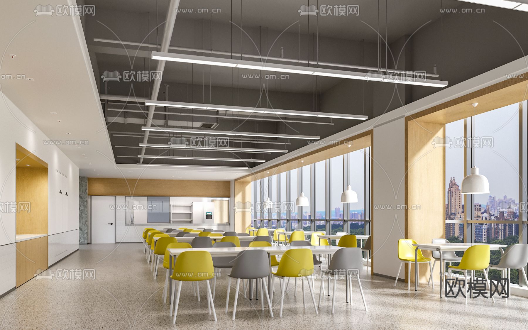 职工食堂 员工餐厅3d模型下载