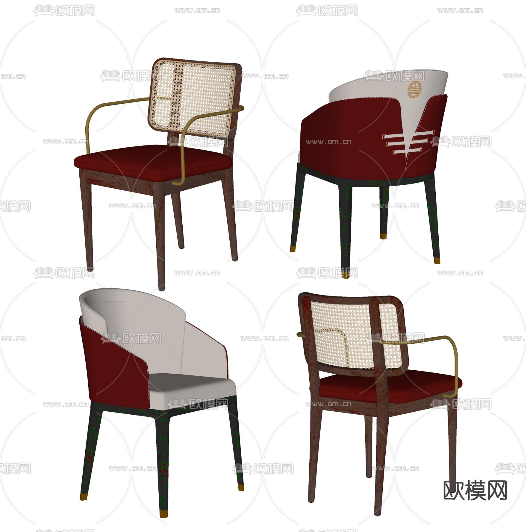新中式椅子 餐椅su模型下载（渲染图2）