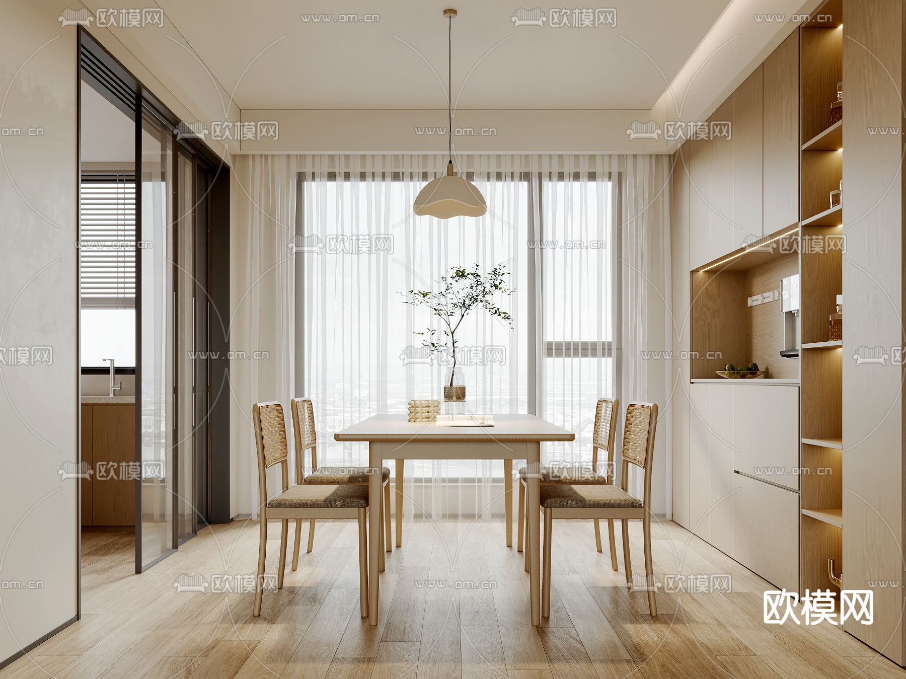 北欧餐厅su模型下载（渲染图1）