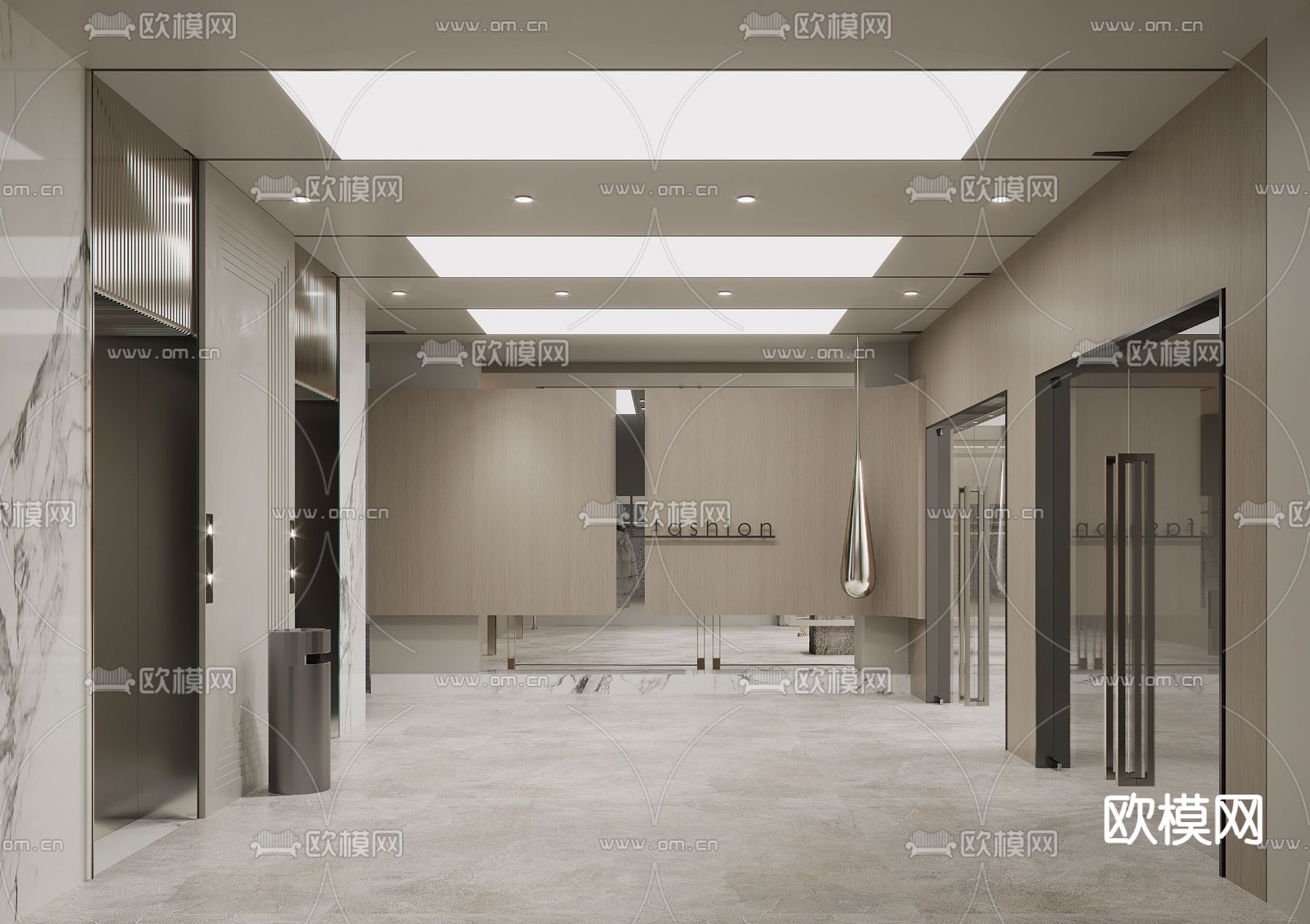 现代公司电梯间 前台su模型下载（渲染图1）
