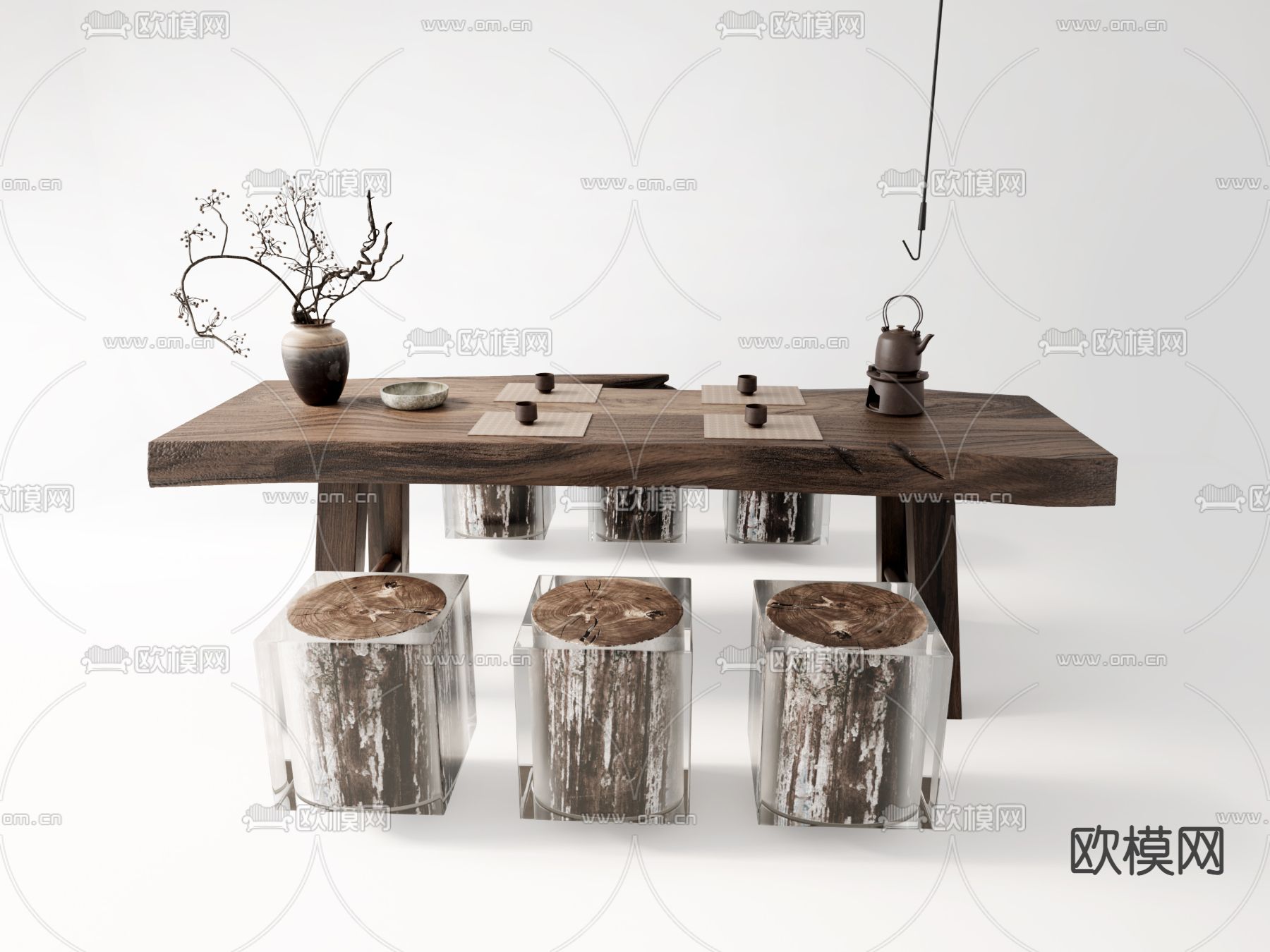 侘寂茶桌 茶台3d模型下载