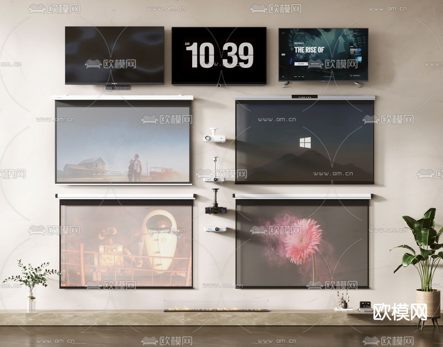 投影仪 投影幕布3d模型下载