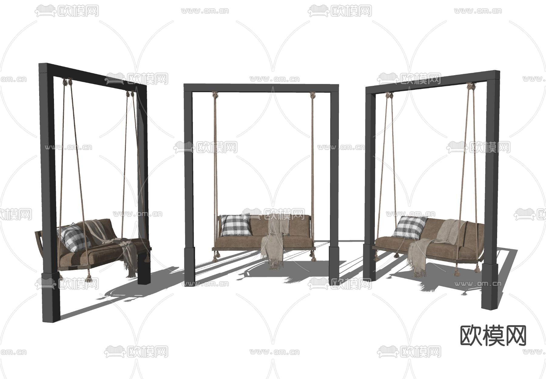 现代秋千椅 吊椅su模型下载（渲染图2）