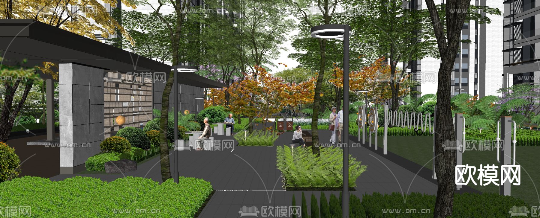 现代 住宅小区景观 宅间景观su模型