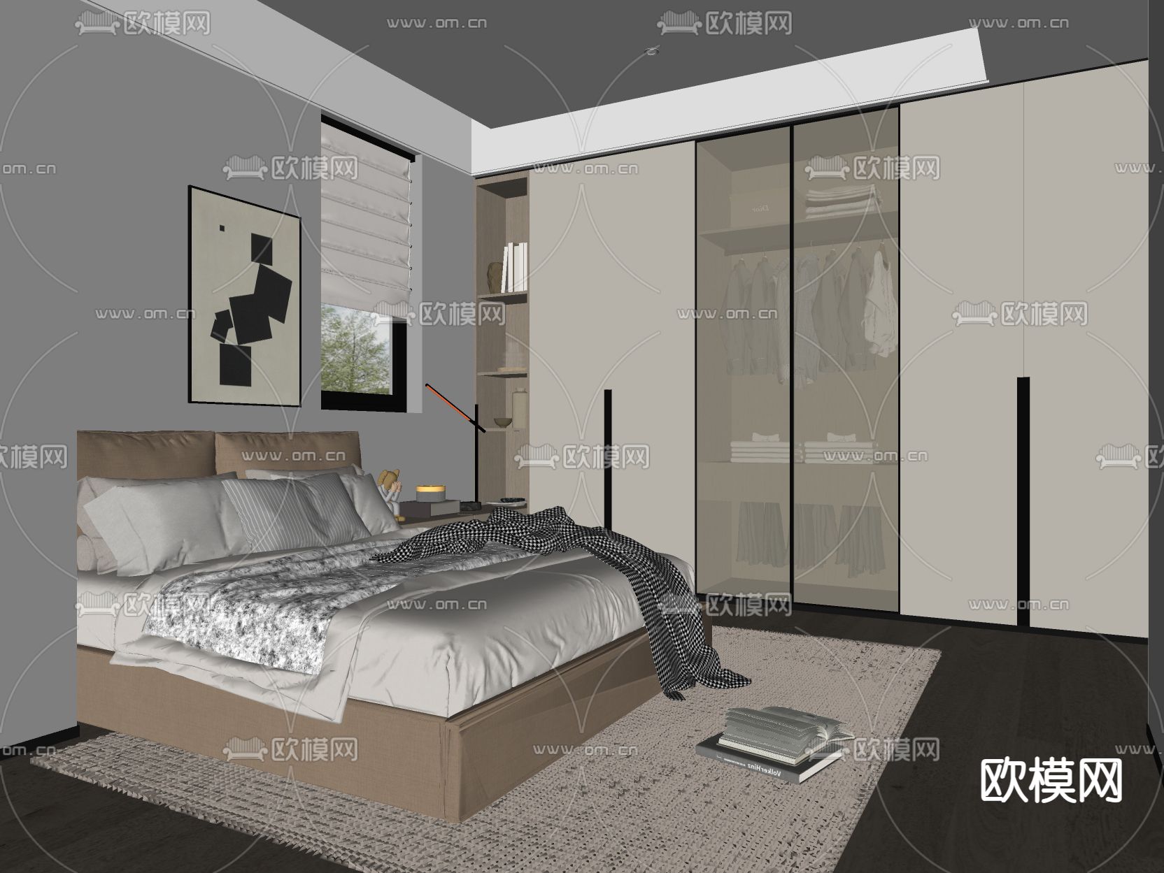 现代卧室 主卧 主人房su模型
