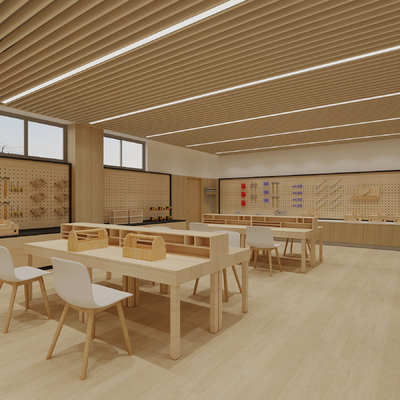  手工坊 工作坊 木工教室su模型 