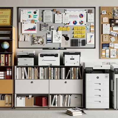  文件柜 档案柜 打印机 复印机 便签贴su模型 