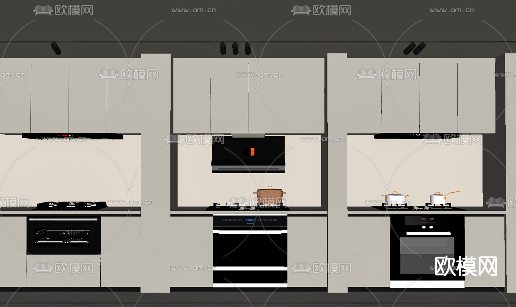 油烟机 灶具 洗碗机 烤箱su模型下载（渲染图2）