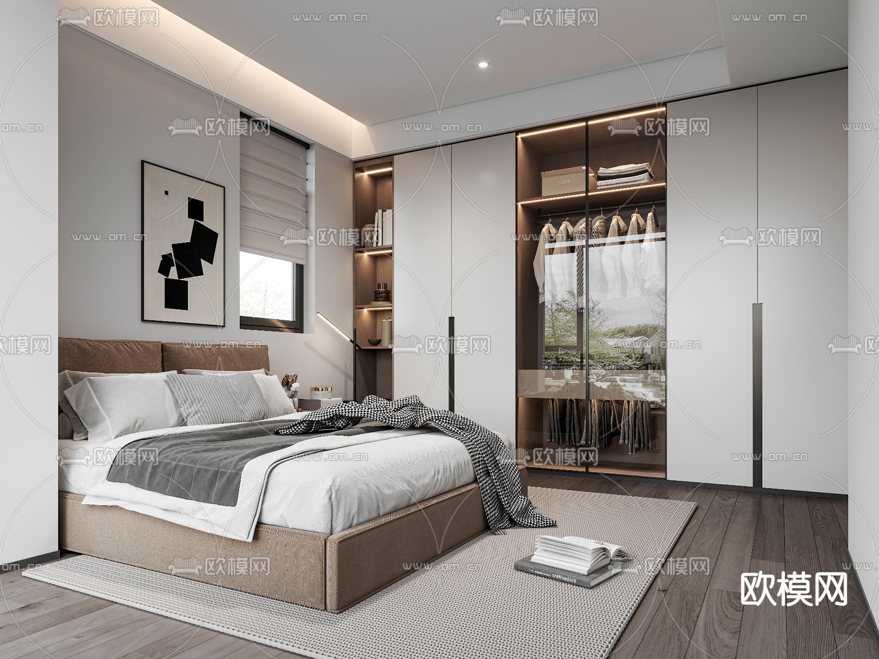 现代卧室 主卧 主人房su模型