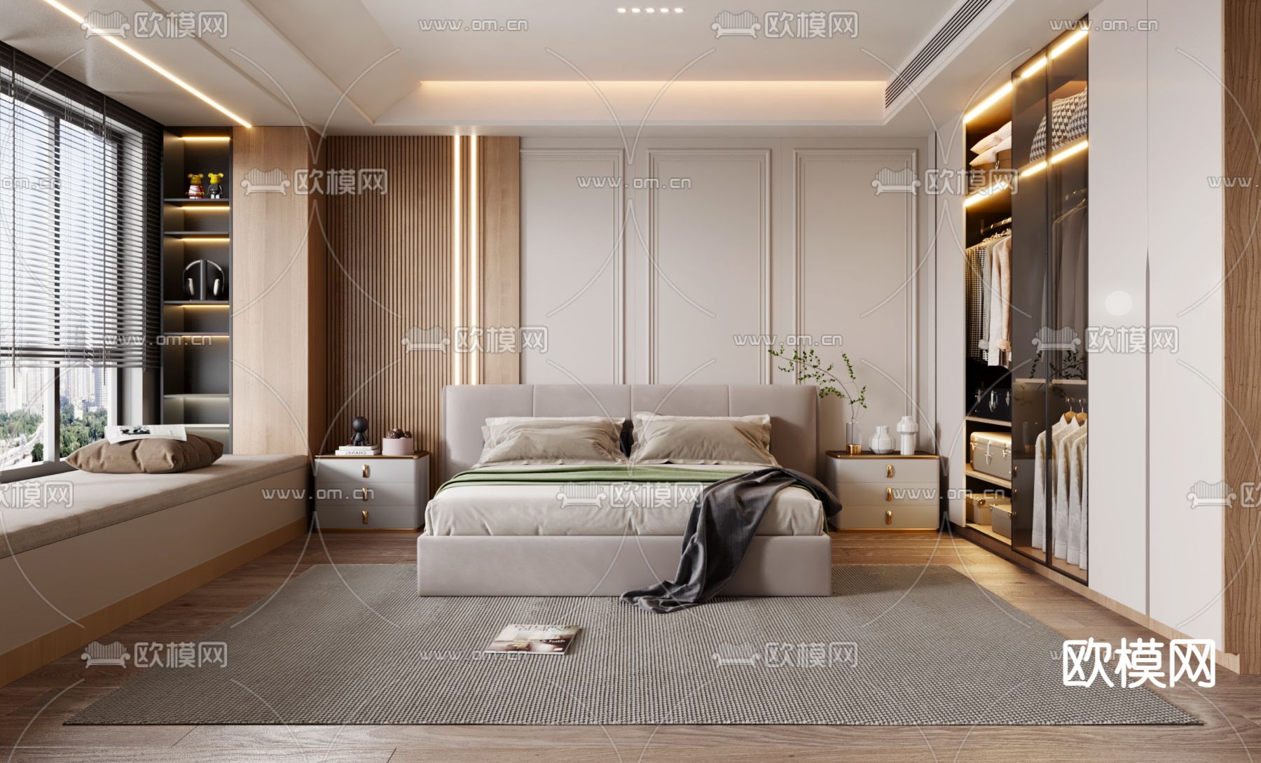 轻奢卧室 主卧 主人房3d模型下载（渲染图3）
