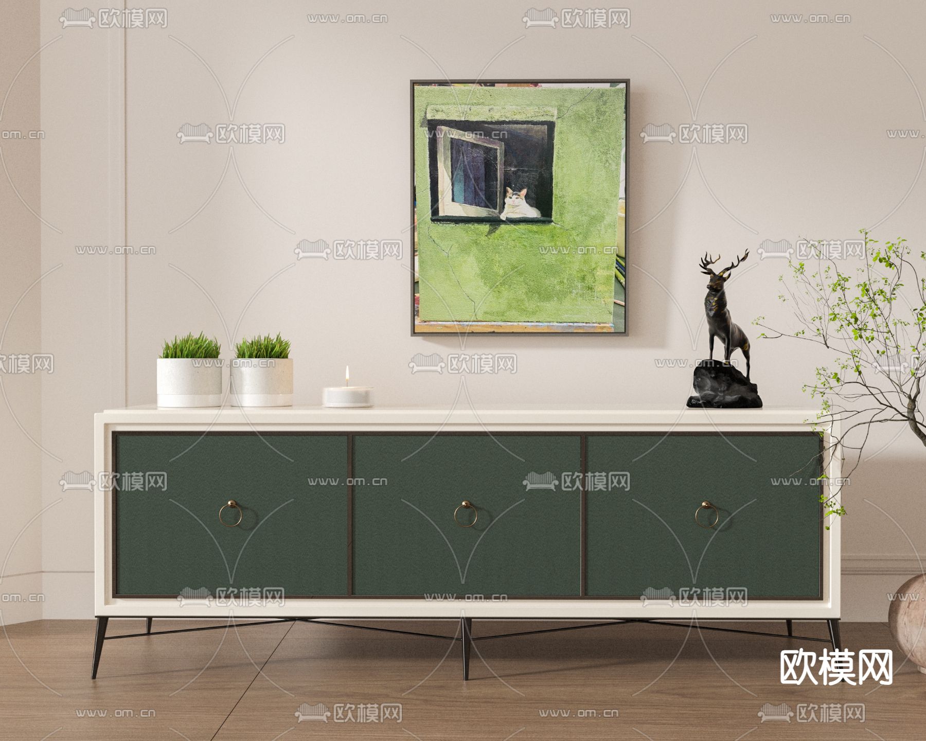 现代电视柜3d模型下载