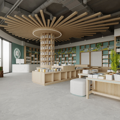  现代图书馆 阅览室 书吧su模型 