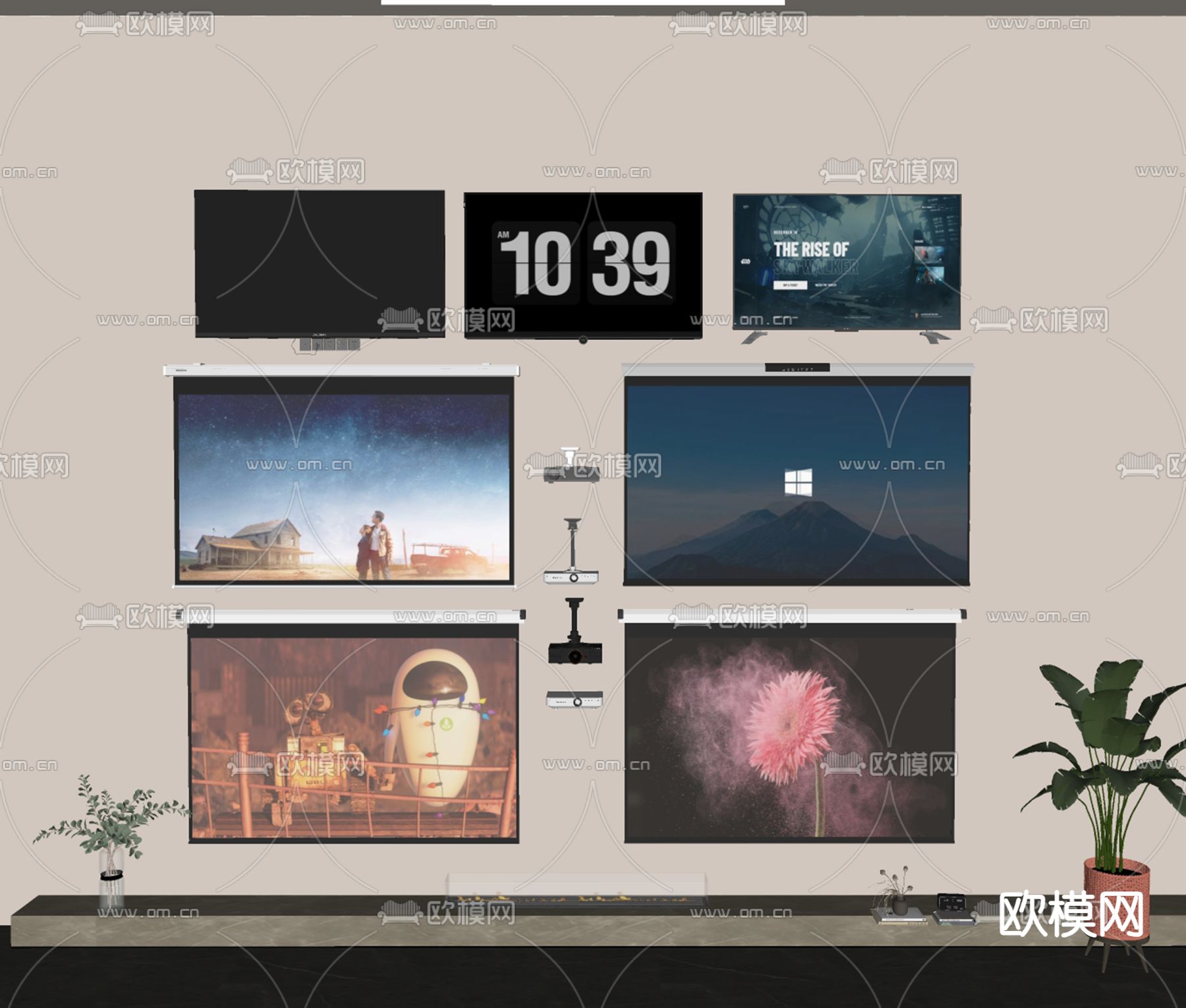 投影仪 投影设备 电视su模型下载（渲染图1）