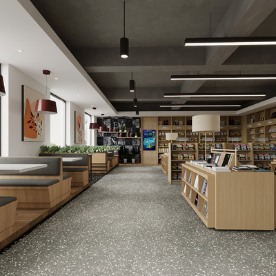  现代图书馆 阅览室 书吧su模型 