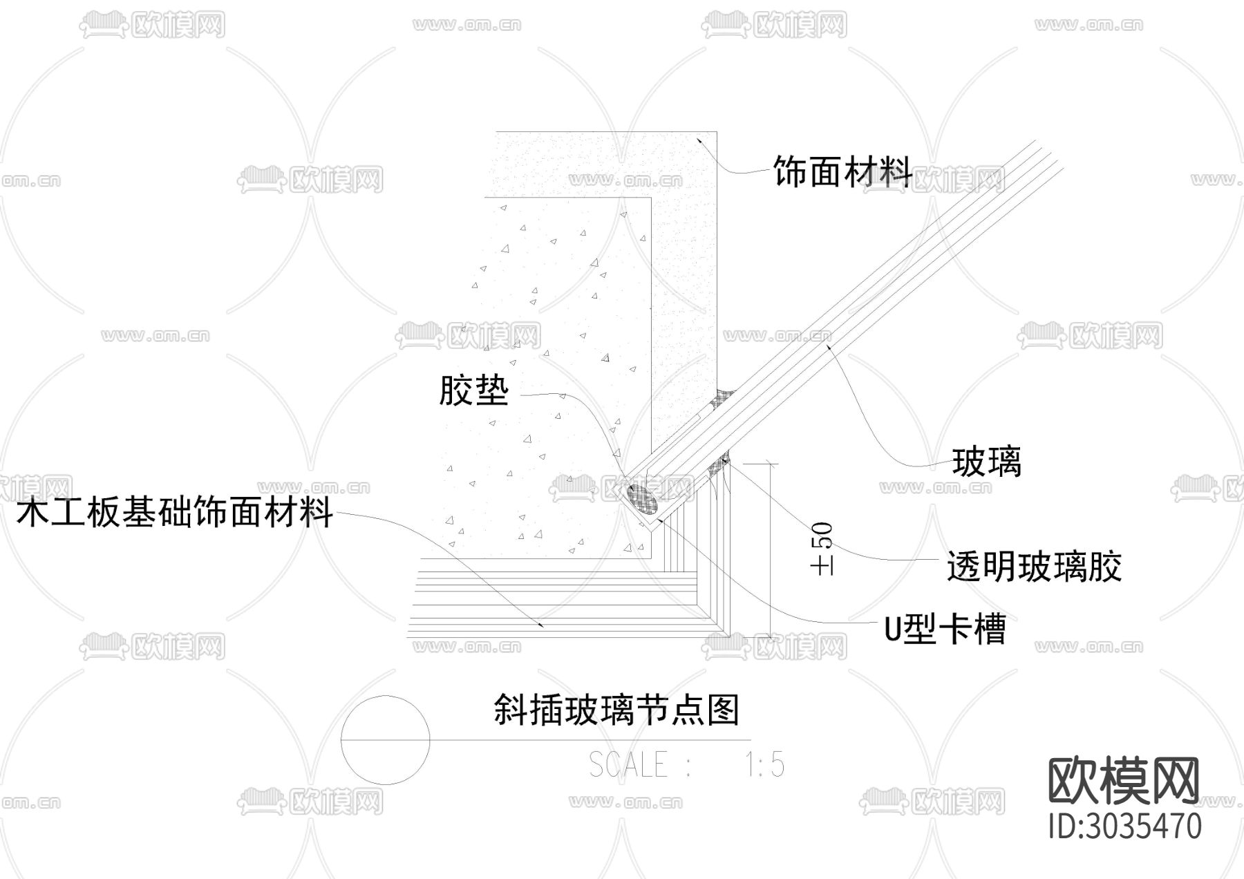 室内隔断 隔墙cad大样图下载（渲染图7）