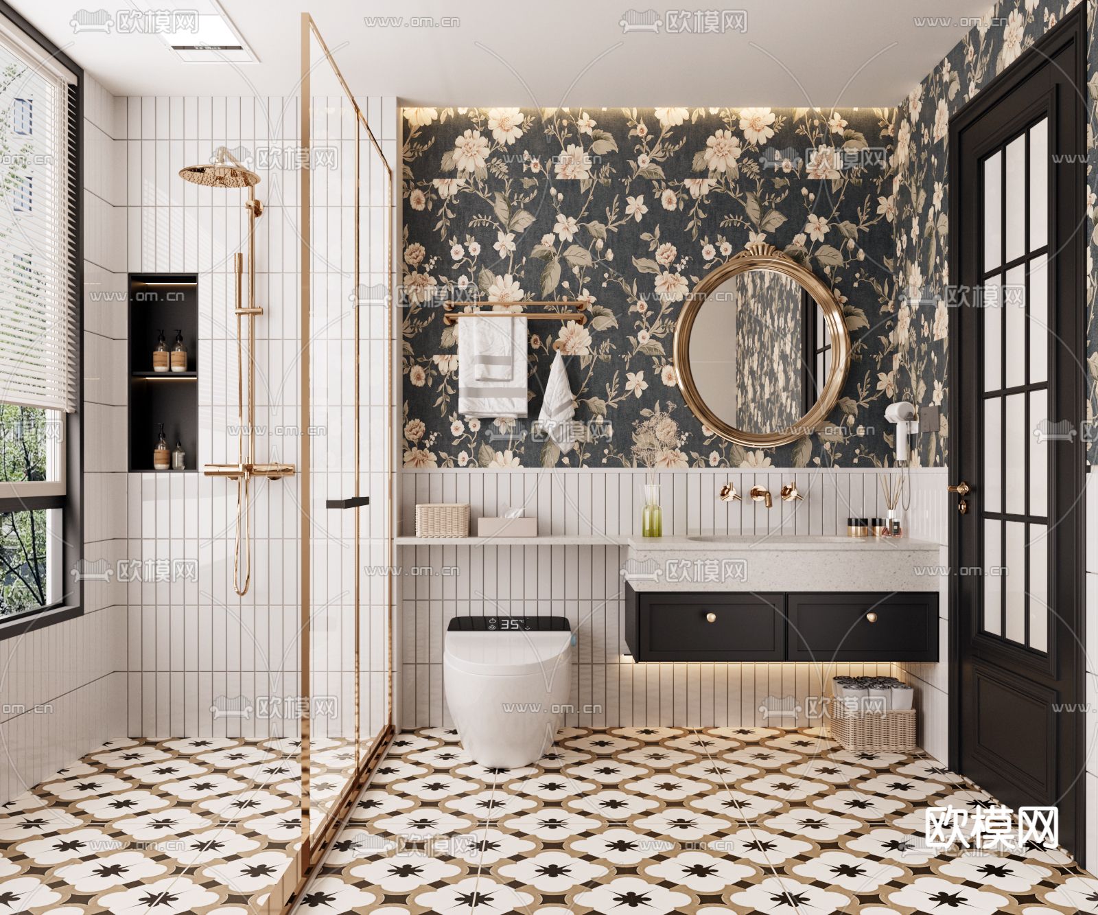 法式卫生间 浴室 洗手间3d模型下载