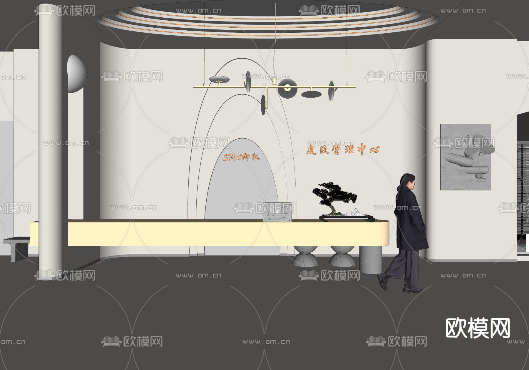 现代美容院前台 接待su模型下载（渲染图2）