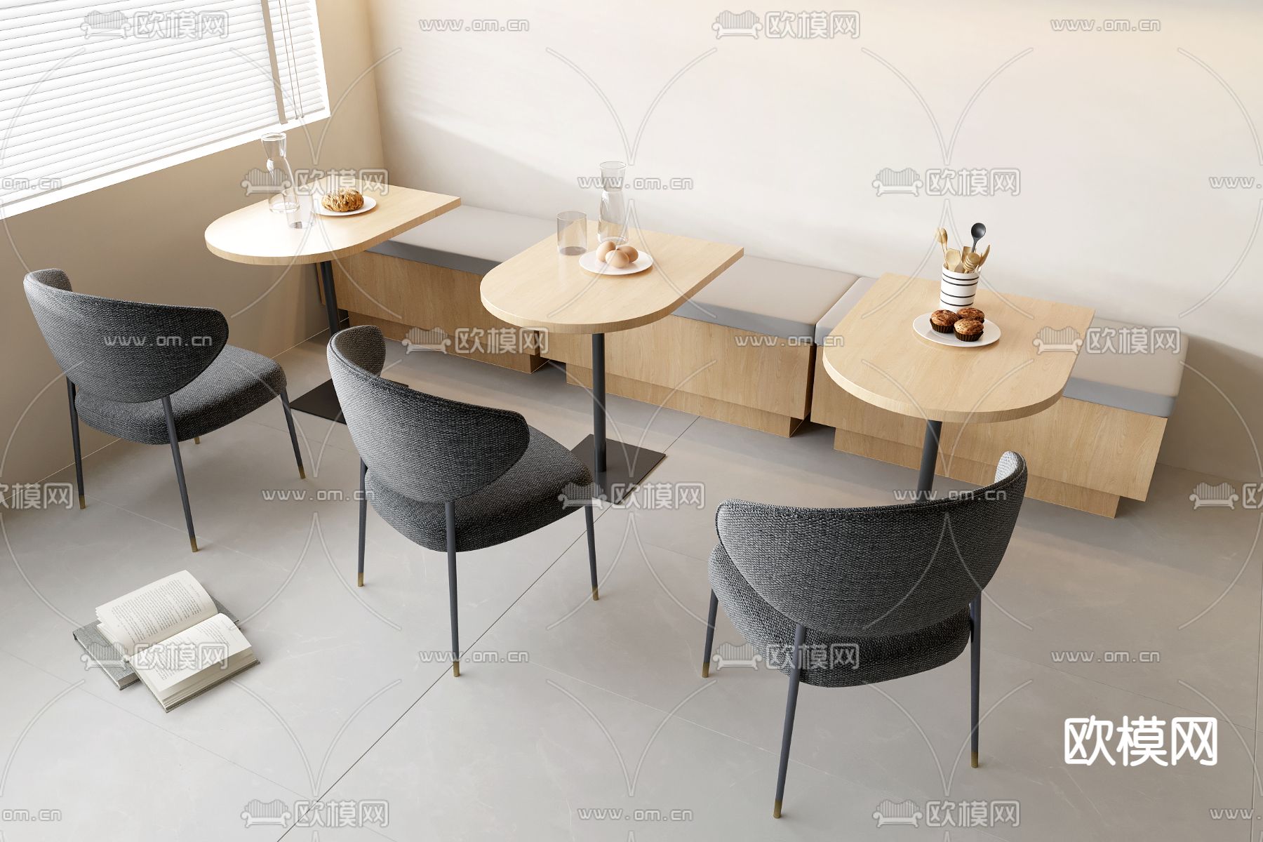 咖啡厅卡座区 咖啡桌3d模型下载