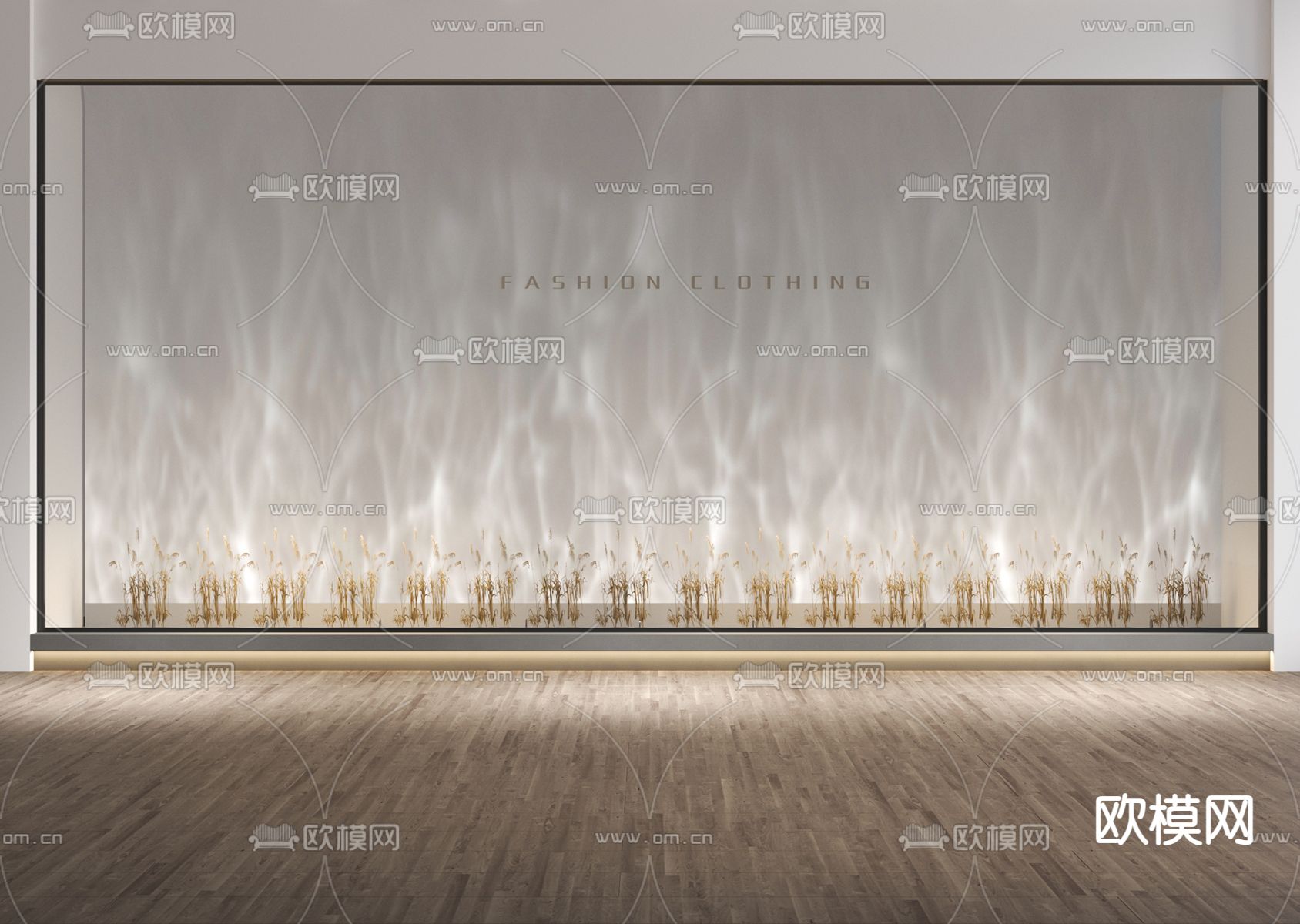 现代水波纹 洗墙灯su模型下载（渲染图1）