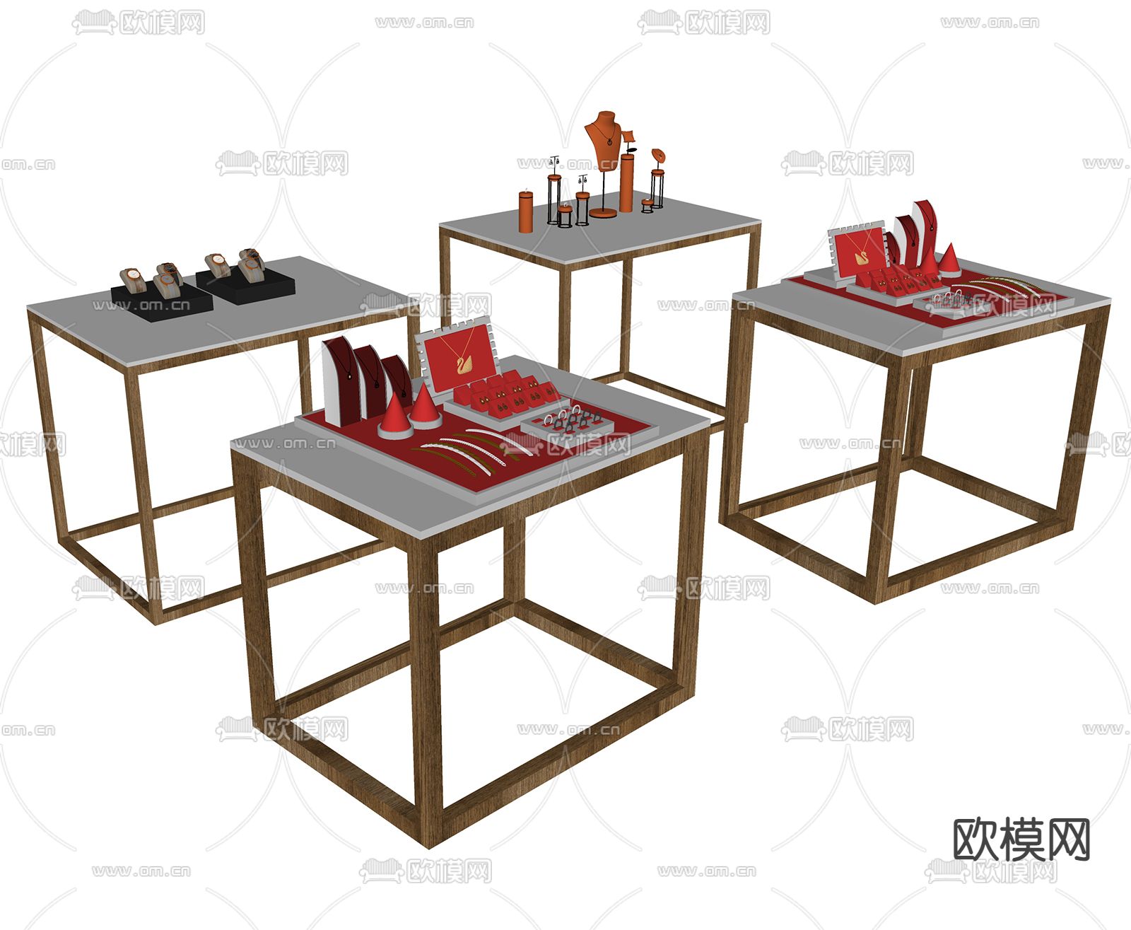 现代珠宝首饰 展示架su模型下载（渲染图2）