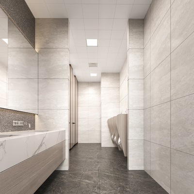  现代公共卫生间 洗手间 男厕su模型 