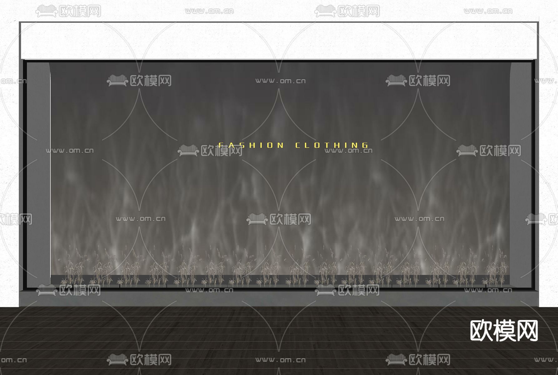 现代水波纹 洗墙灯su模型下载（渲染图2）