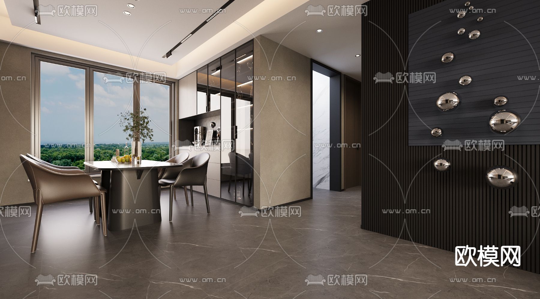 现代客厅 餐厅3d模型下载（渲染图8）