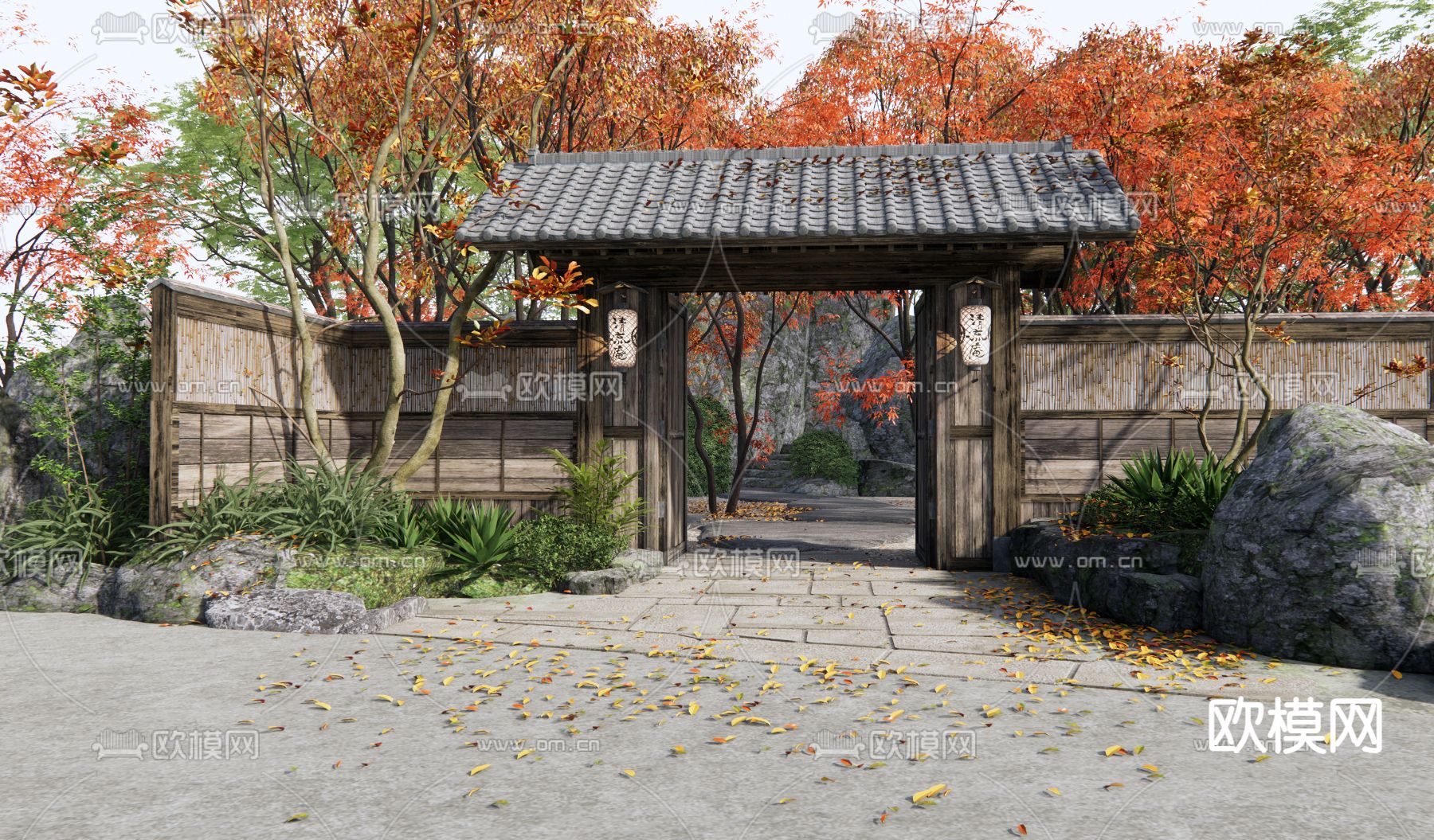 日式庭院门头 门面3d模型下载