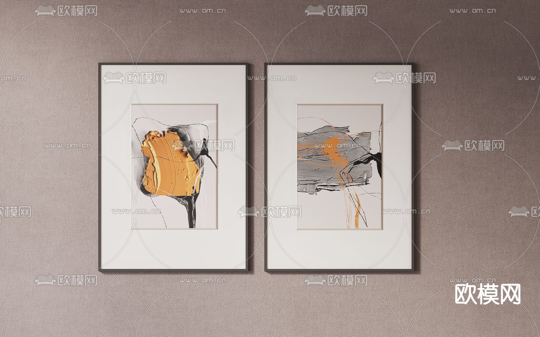 现代装饰画 挂画 抽象画su模型下载