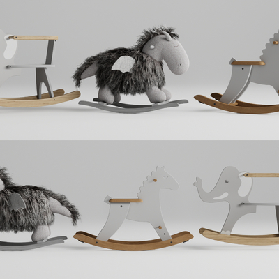  儿童摇摇马 卡通动物摇椅su模型 